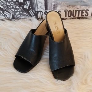 VILLAGER by E.Taylor sz6 blk leather 2" heel mule